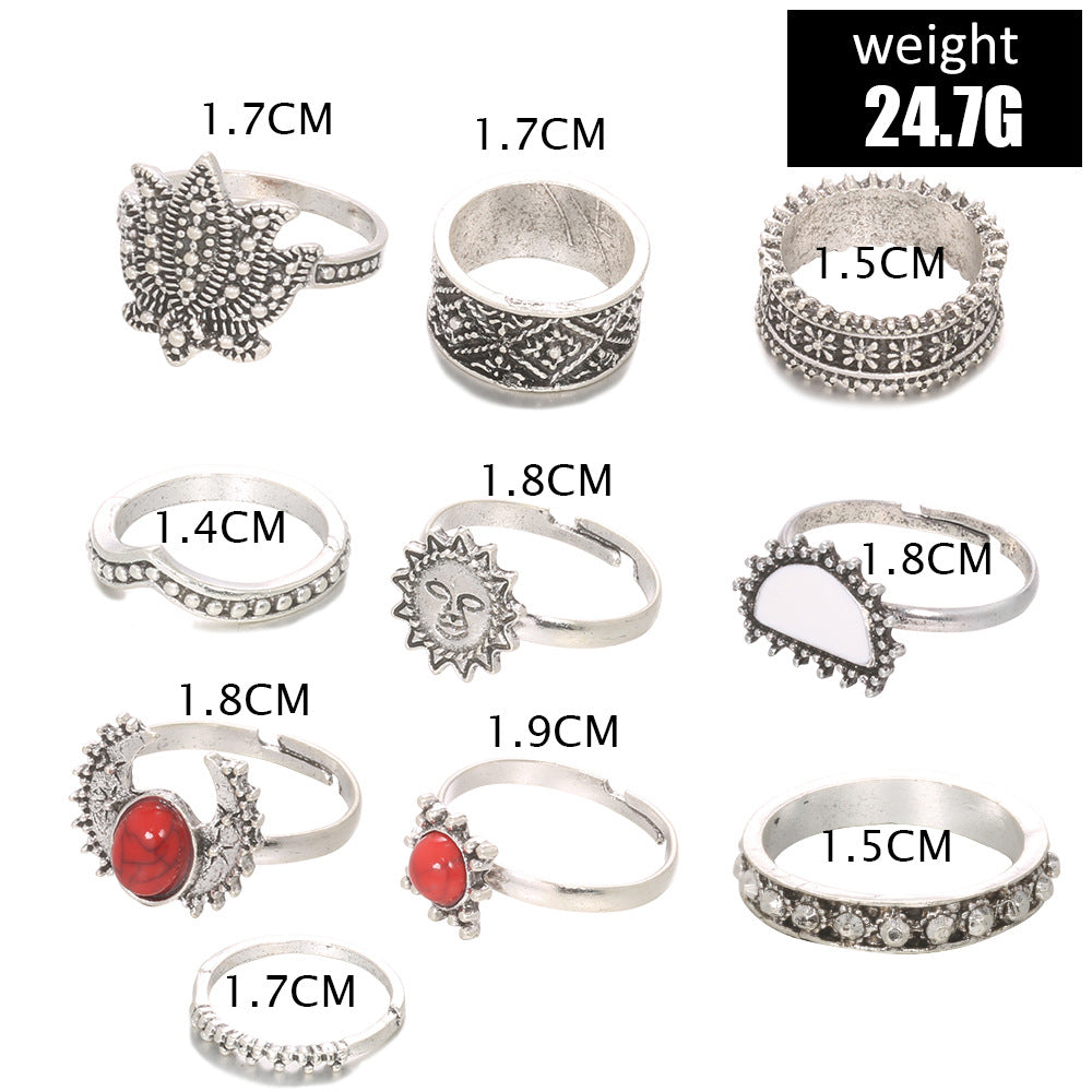 Ruby Lotus Sun Smiling Face 10 Piece Joint Ring