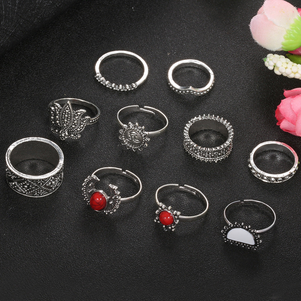 Ruby Lotus Sun Smiling Face 10 Piece Joint Ring