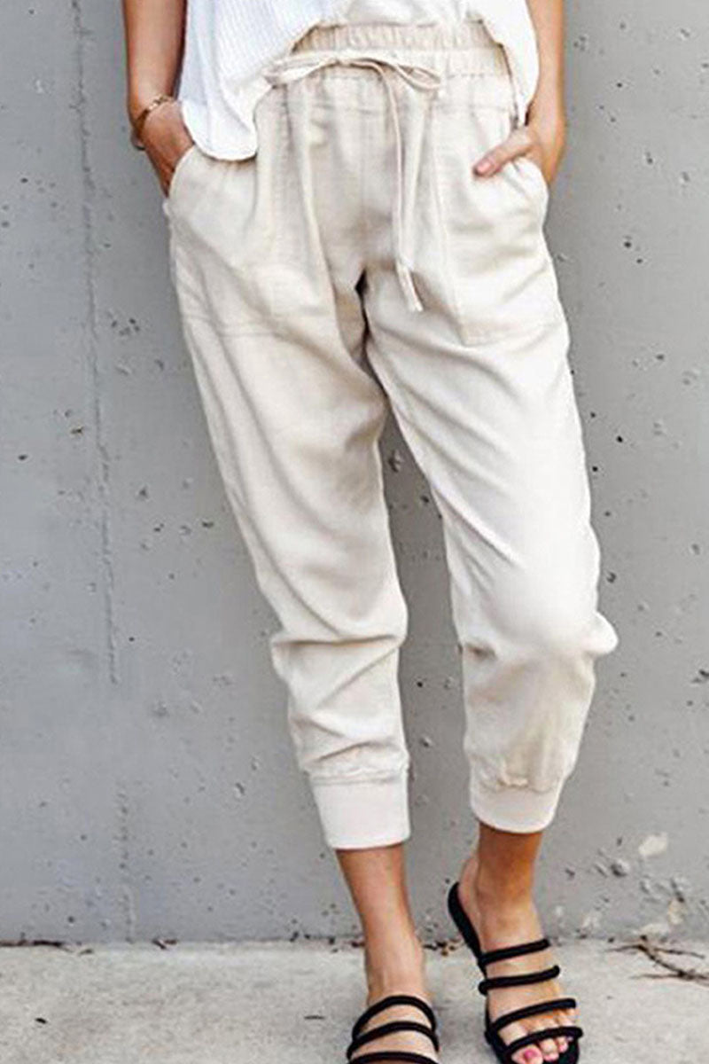 Fashion Casual Solid Split Joint Loose Mid Waist Pencil Bottoms