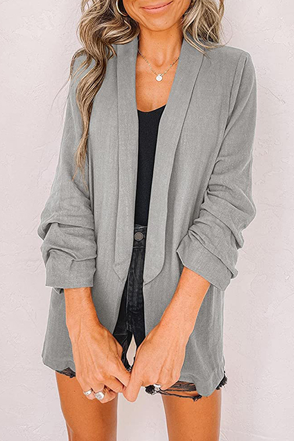 Casual Elegant Solid Patchwork Pocket Turndown Collar Outerwear