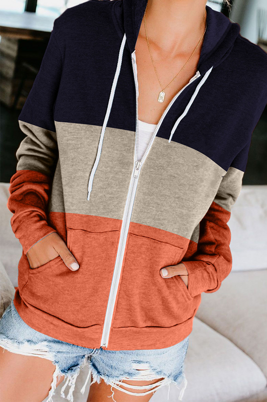 Casual Solid Patchwork Hooded Collar Tops