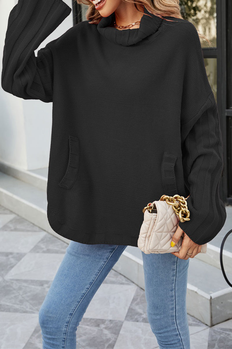 Fashion Casual Solid Patchwork Turtleneck Sweaters