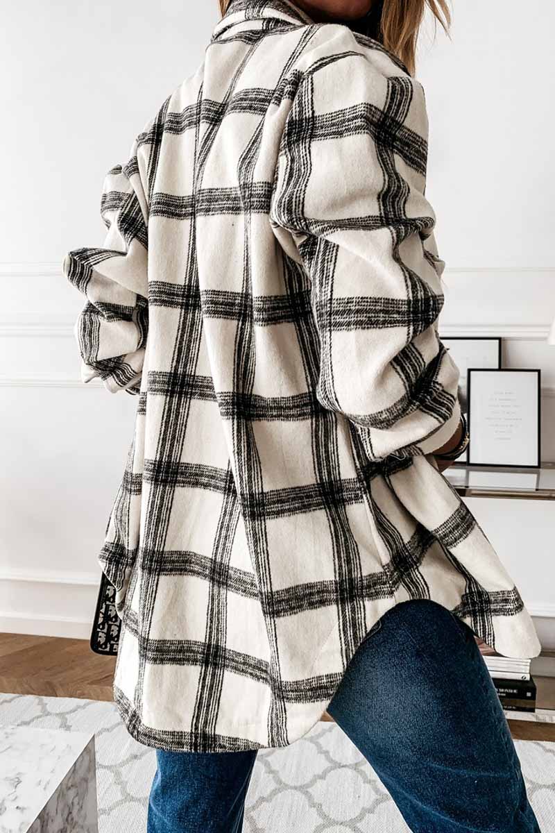 Loose Retro Plaid Coat(3 Colors)