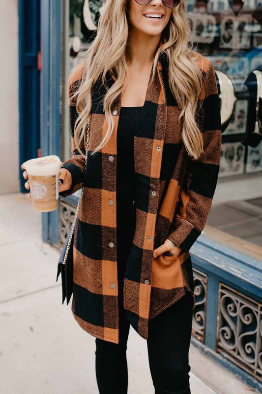 Contrast Plaid Coat