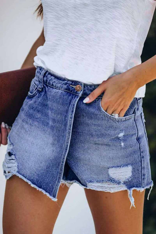 Ripped & Repaired Denim Skorts