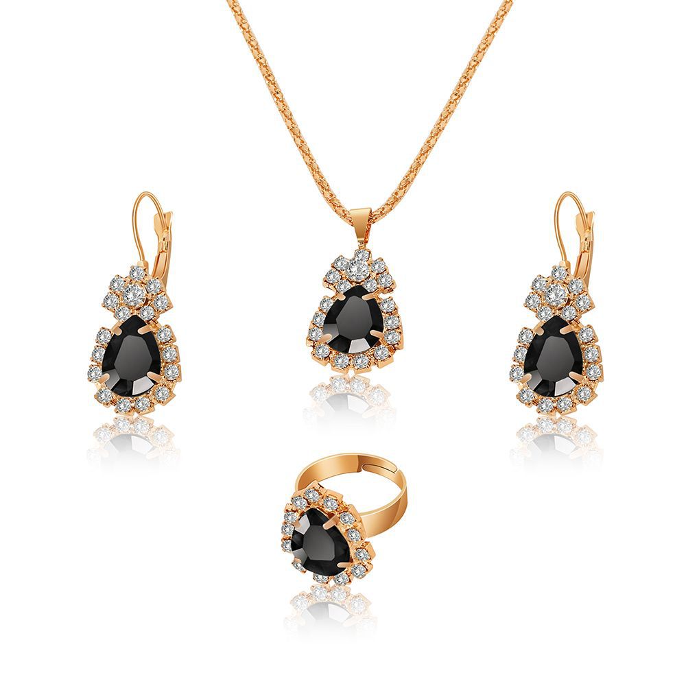 Rhinestone Rhinestone Necklace Earrings Ring Set High-End Lady