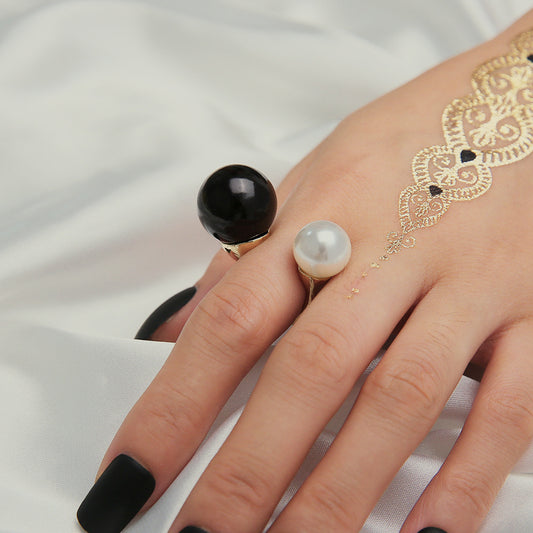 Double Sided Pearl Ring Adjustable Ring