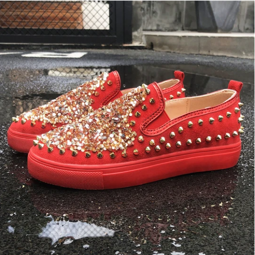 2020 New And Fashional Sneakers Women Daily Fashion Sequin Rivet Slip-on Loafers