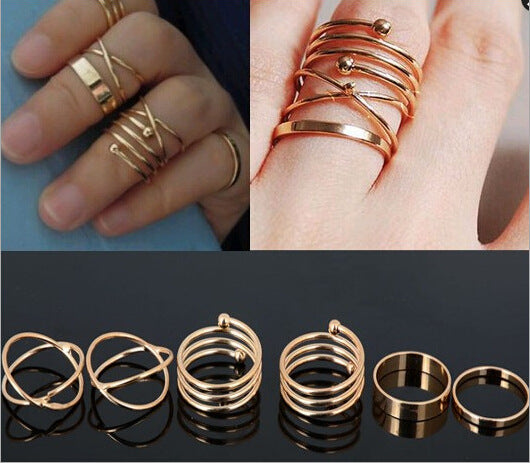 Korean Exaggerated Joint Ring 6-Piece Set