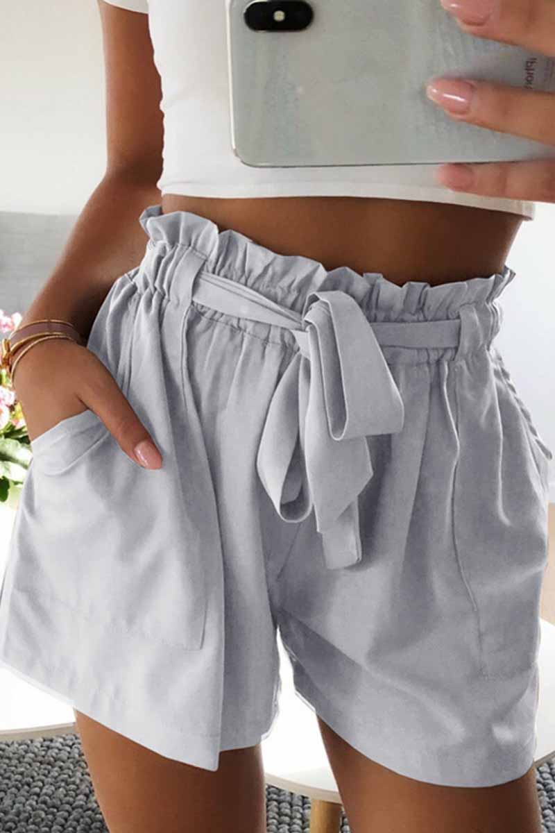 Casual Elastic Wide Leg Strap High Waist Shorts