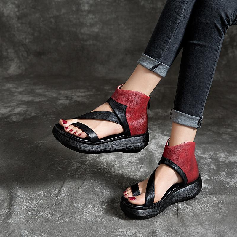 Women Platform Zipper Clip Toe Sandals