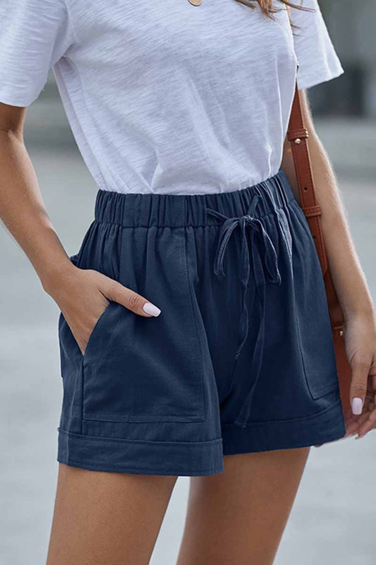 Elastic High Waist Adjustable Shorts