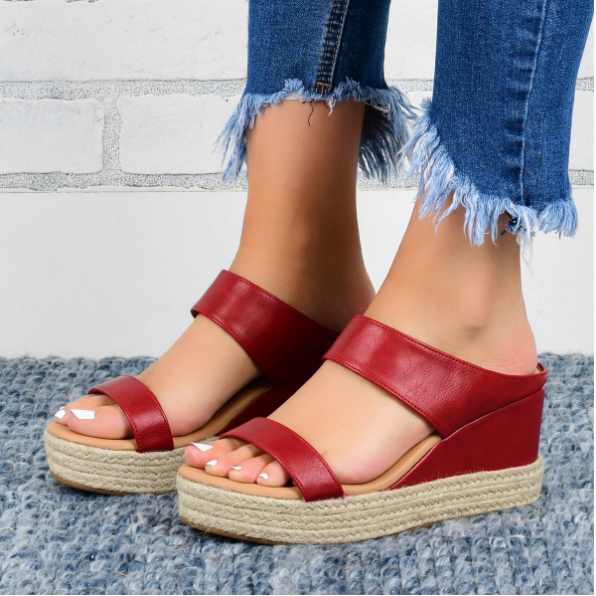 2020 New And Fashional Woman Slip-On Espadrille Wedge Sandals