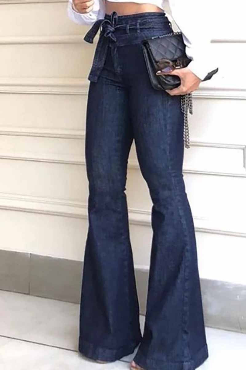 Denim High Waist Bell-Bottom Jeans