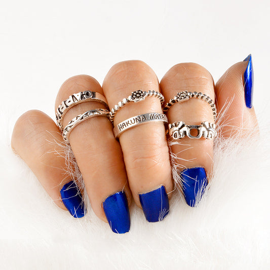 Bohemian Gem Ring Ring Joint Ring 6 Piece Set