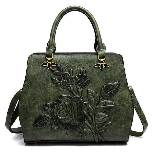 Rose Embroidery Tote Handbag Crossbody Bag