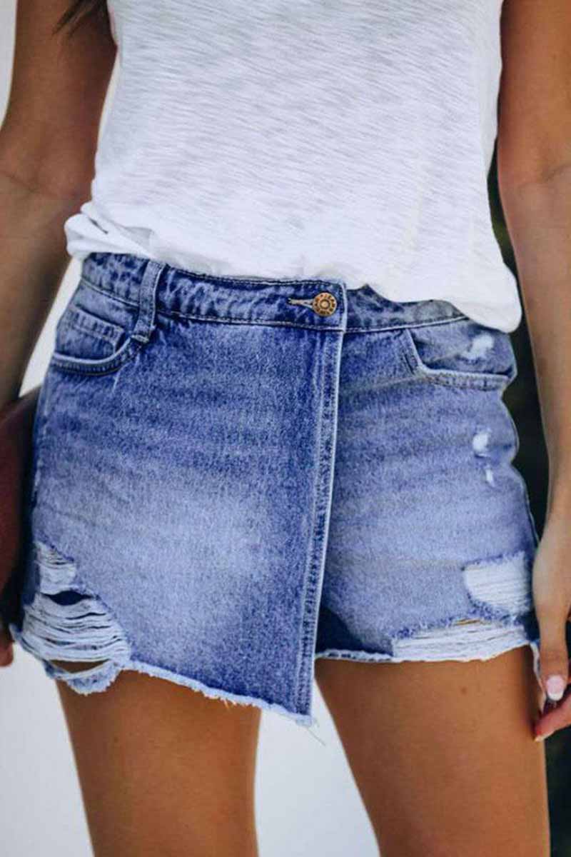 Ripped & Repaired Denim Skorts