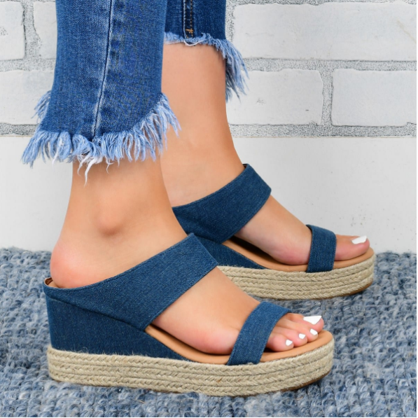 2020 New And Fashional Woman Slip-On Espadrille Wedge Sandals