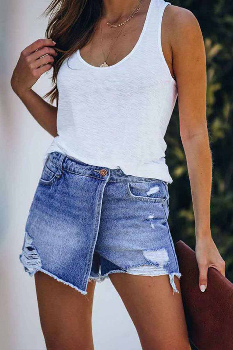 Ripped & Repaired Denim Skorts