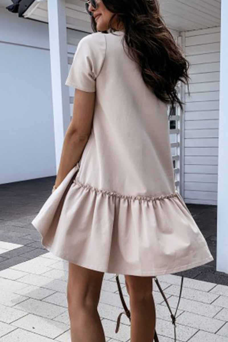 Solid Ruffled Cute Mini Dresses