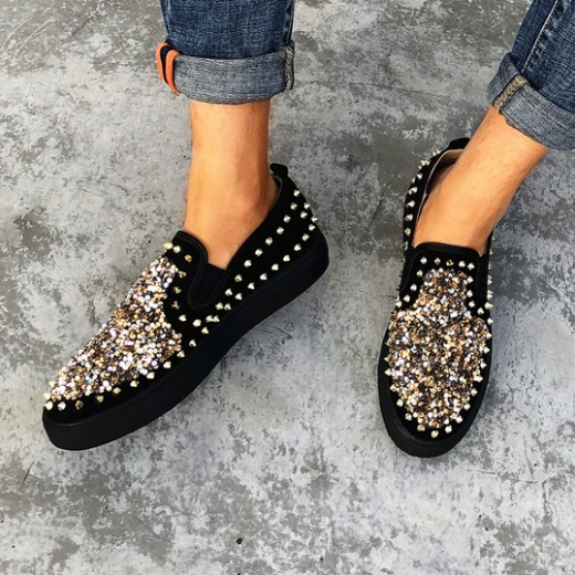 2020 New And Fashional Sneakers Women Daily Fashion Sequin Rivet Slip-on Loafers