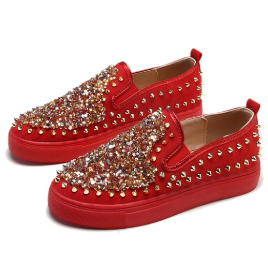 2020 New And Fashional Sneakers Women Daily Fashion Sequin Rivet Slip-on Loafers