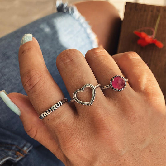 2018 Bohemian Ruby Love Three Piece Set Ring