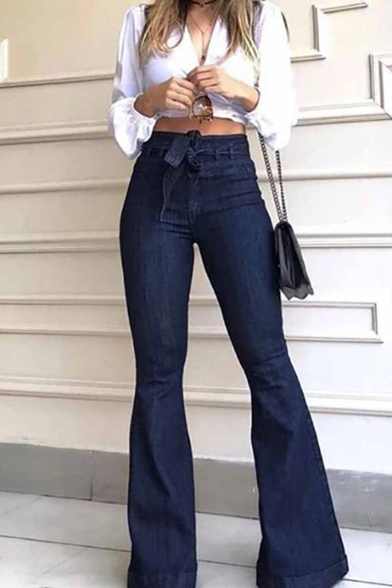 Denim High Waist Bell-Bottom Jeans