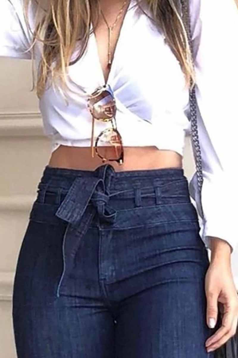 Denim High Waist Bell-Bottom Jeans