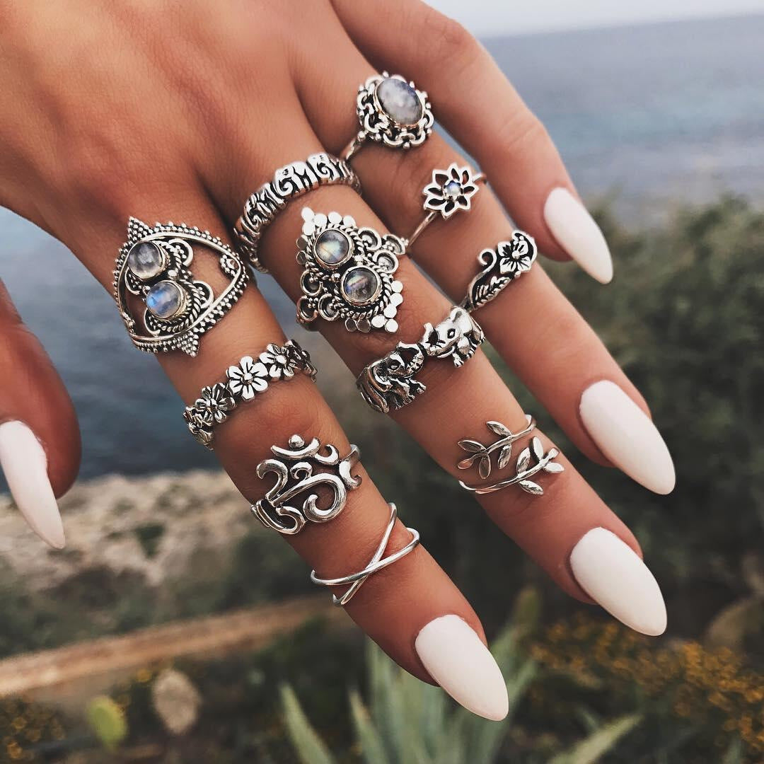 11-Piece Elephant Lotus Set Ring