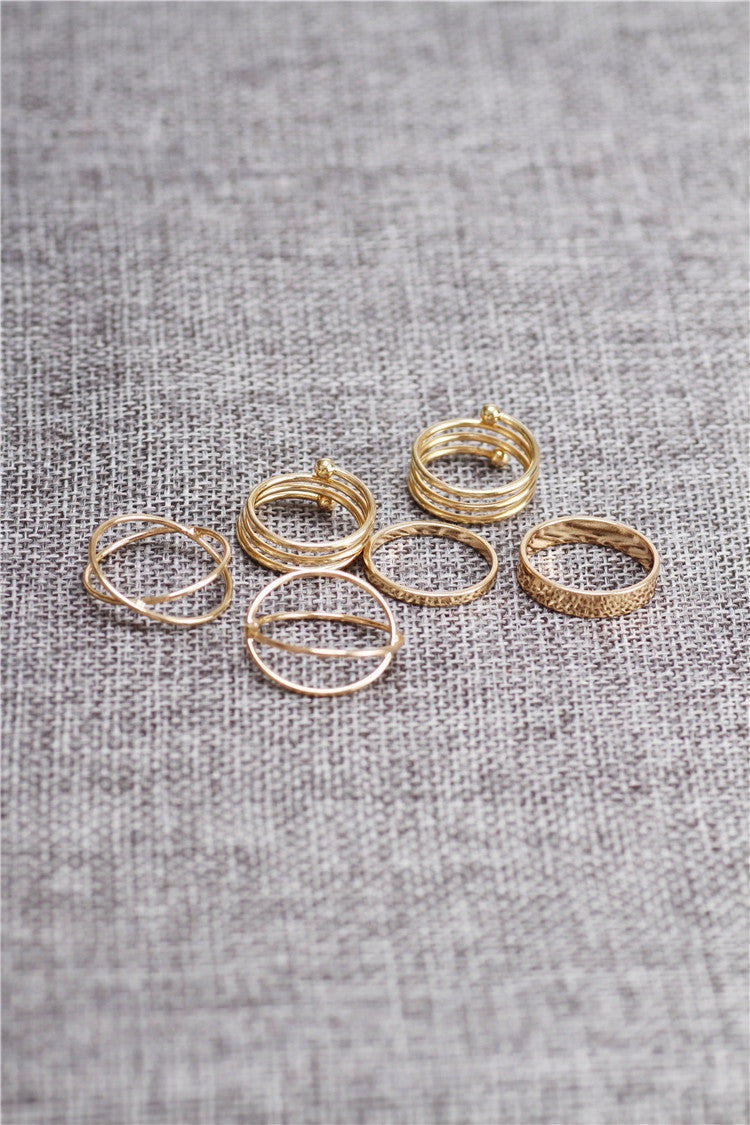 Korean Exaggerated Joint Ring 6-Piece Set