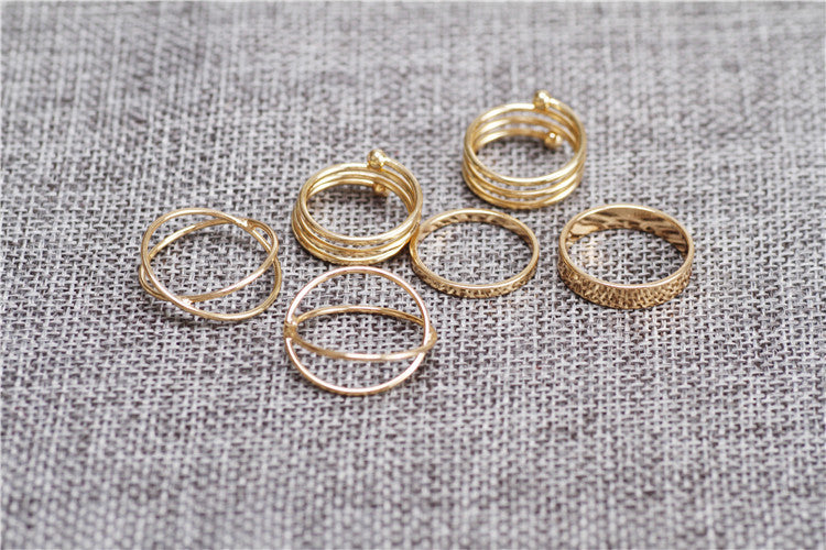 Korean Exaggerated Joint Ring 6-Piece Set