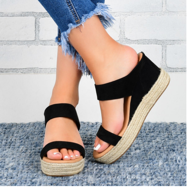 2020 New And Fashional Woman Slip-On Espadrille Wedge Sandals