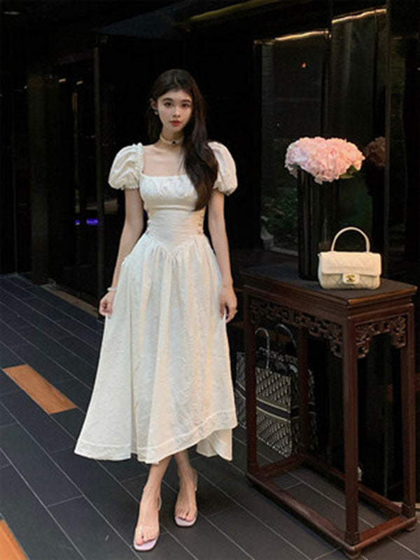 A Royal Princess Puff Sleeve Long Dress