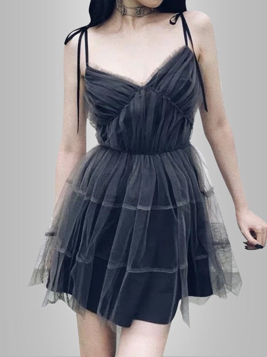 Gray Tulle Suspender Dress