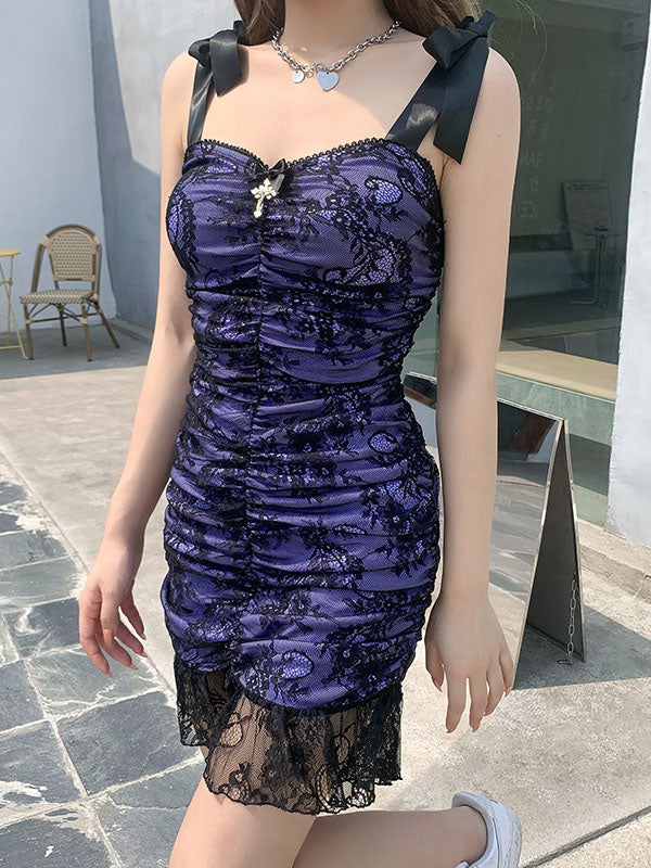 Purple Lace Mini Dress