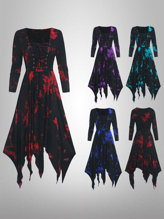 Gothic Tie Dye Print Dresses