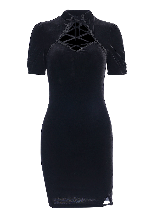 Gothic Short Sleeve Hollow Out Bodycon Dress