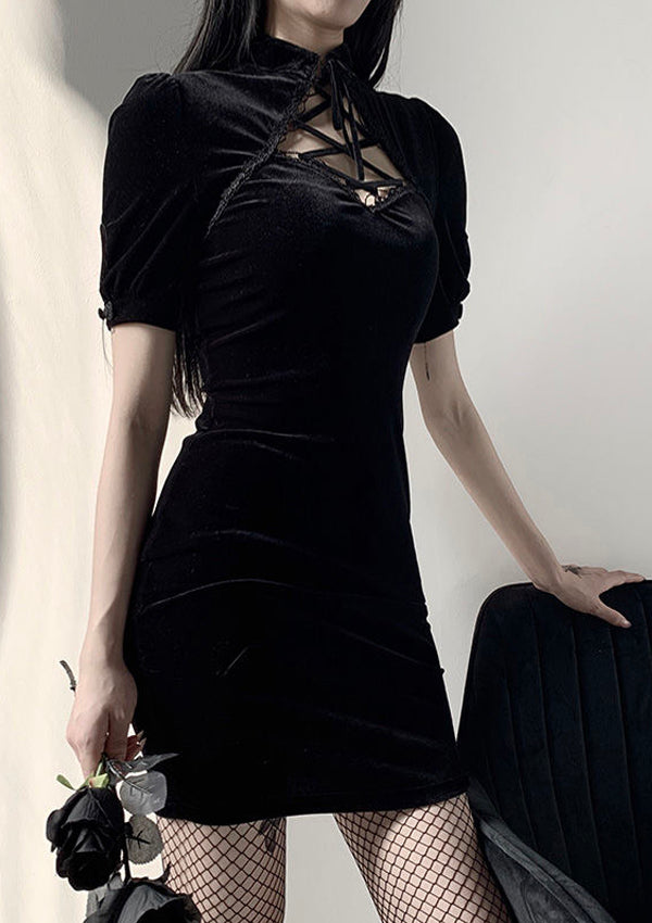 Gothic Short Sleeve Hollow Out Bodycon Dress