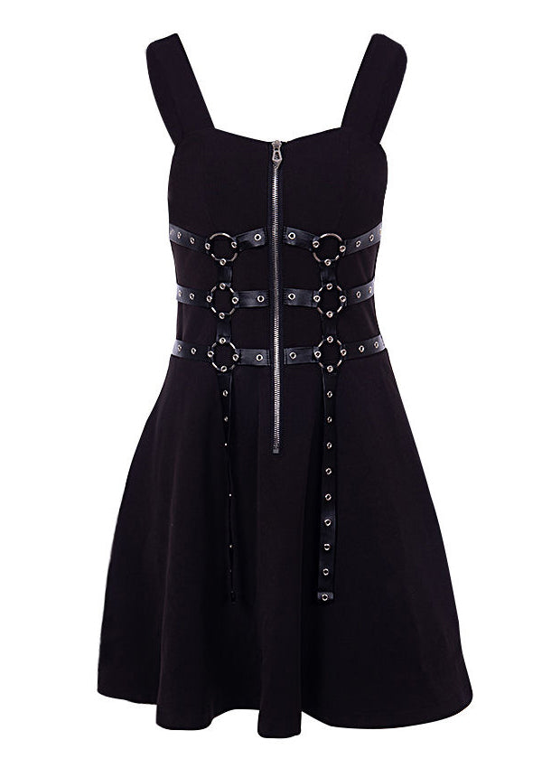 Square Neck Metal Rock Punk Zipper Dress