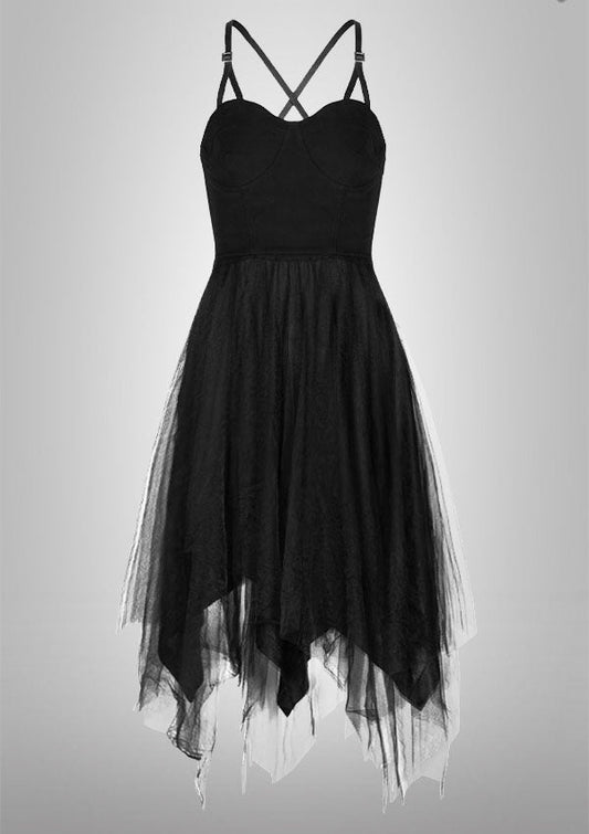 Black Tulle High Waist Slip Dress