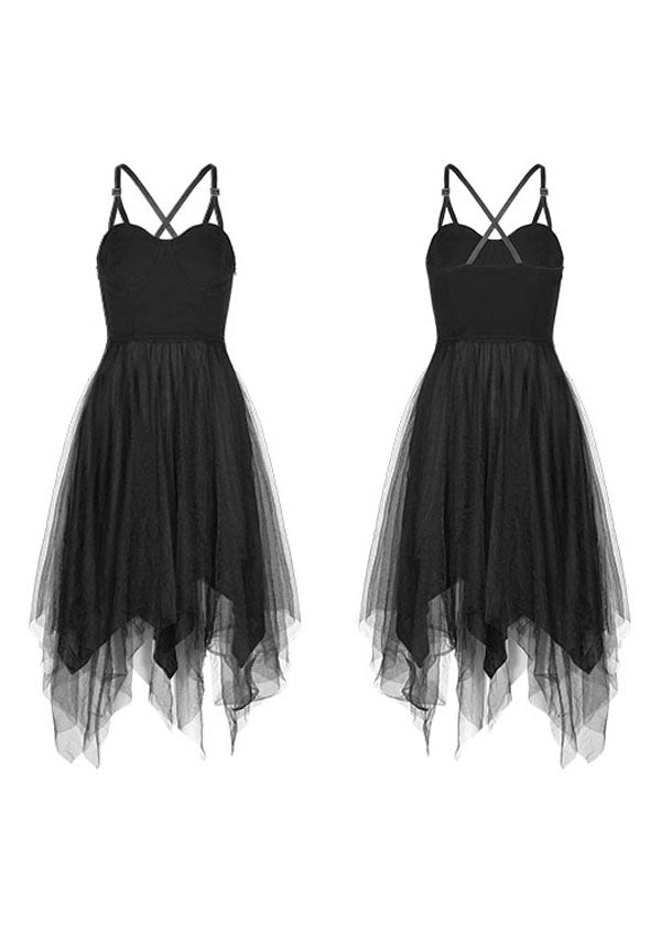 Black Tulle High Waist Slip Dress