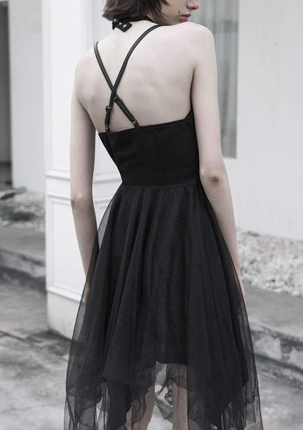 Black Tulle High Waist Slip Dress