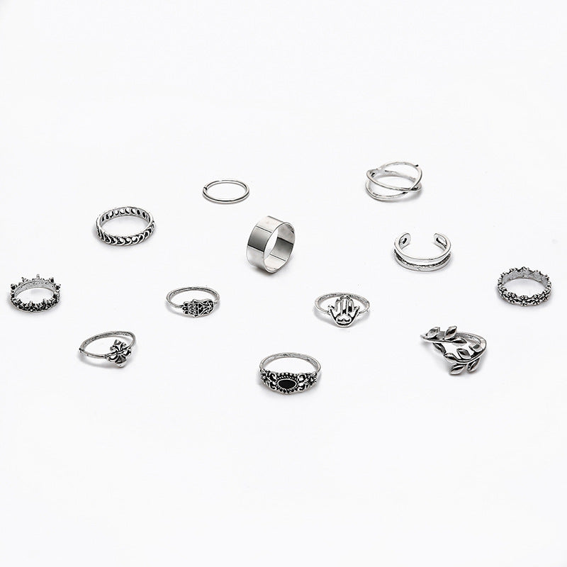 Wind, Leaves, Eyes, Rings, Cross Rings, Plain Rings, Combination Of 12-Piece Rings