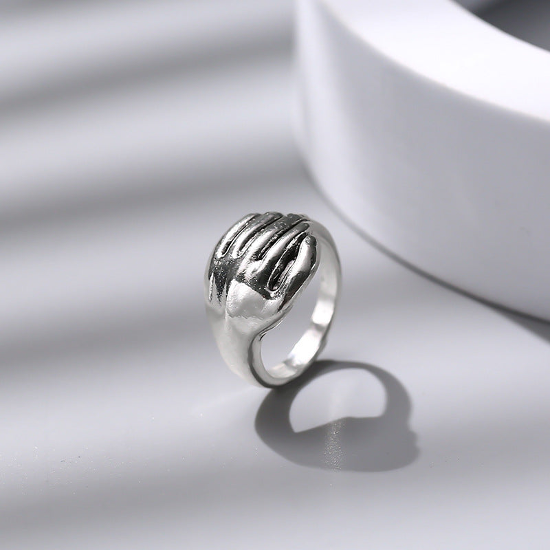 Individually Small Design Silver Plated Palm Ring