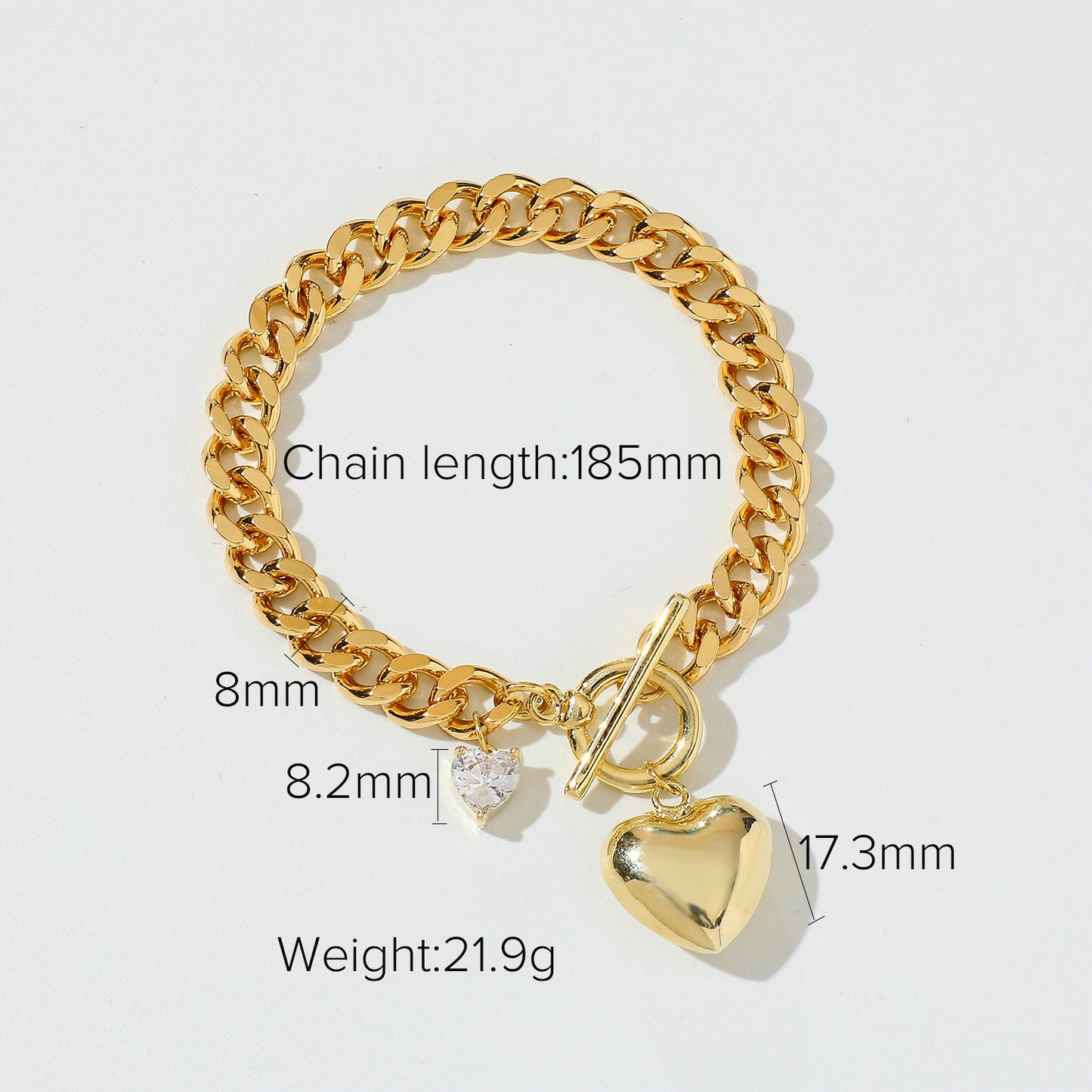 Bracelet Heart Zircon Charm Smooth Geometric Heart Pendant Bracelet Bracelet