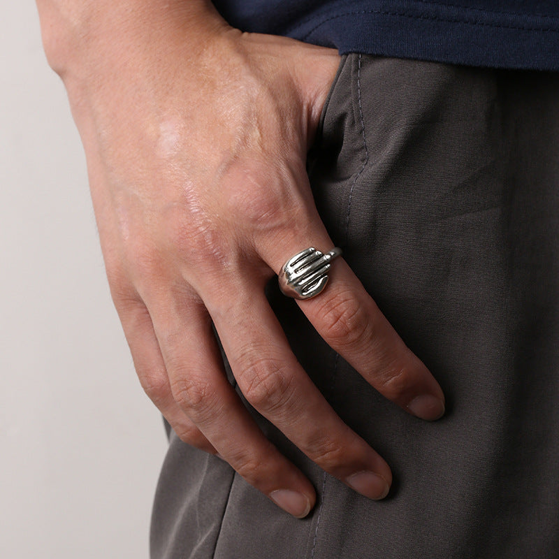 Individually Small Design Silver Plated Palm Ring