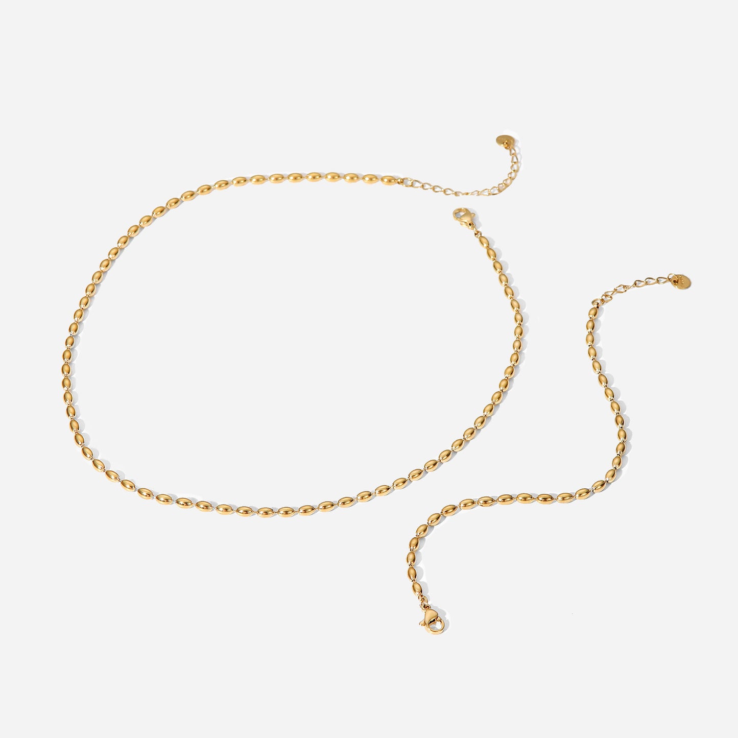 Simple oval bead bracelet gold necklace necklace