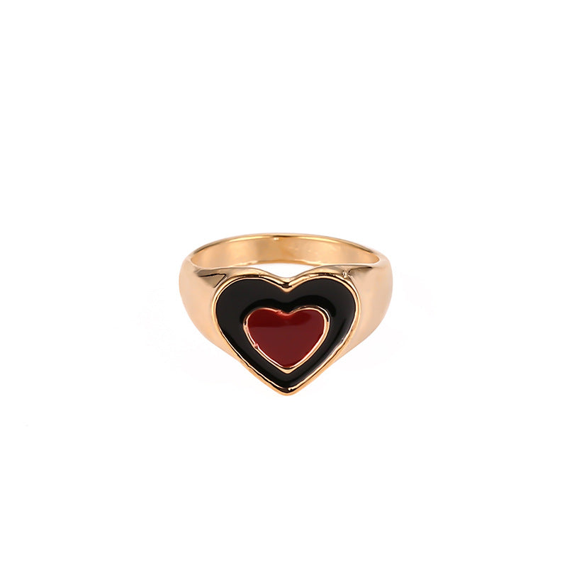 Double Layer Love Ring Sweet Love Oil Dripping Ring Multi Color Optional Ring