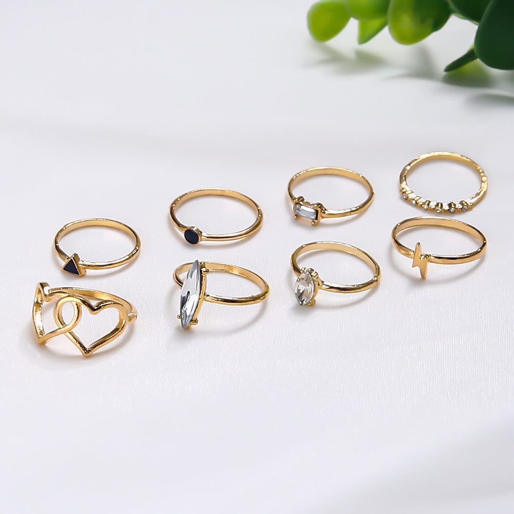 Zircon Ring Bohemian Love Lightning 8-Piece Set Ring Girl